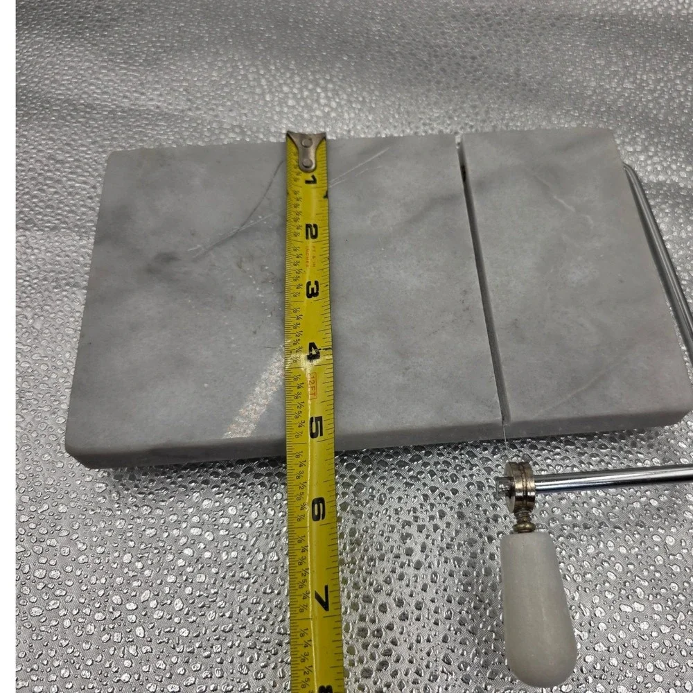Grey Marble Cheese Slicer Board Stainless Steel Wire Cutter Charcuterie O2